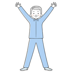 万歳するシニア男性