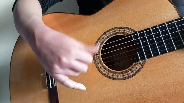 Play spanish music. Rumba flamenca by guitarist befor the concert