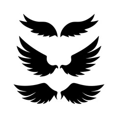 Obraz premium set of Black wings silhouette vector set
