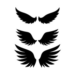 Fototapeta premium set of Black wings silhouette vector set