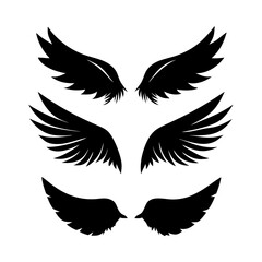 Obraz premium set of Black wings silhouette vector set