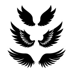 Obraz premium set of Black wings silhouette vector set