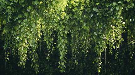 Lush green foliage cascades down from the top of the frame