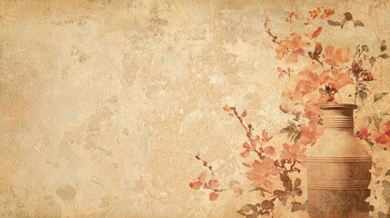 Vintage Postcard Style Collage with Floral Elements and Texture