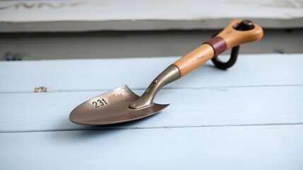 A vintage metal hand shovel