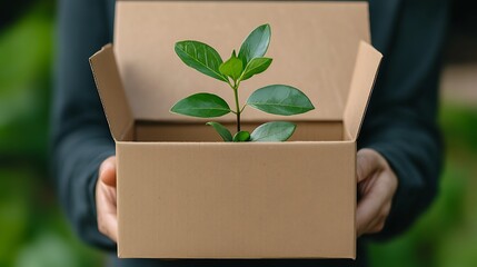 Customer Unboxing a Trendy Plant in a Simple Cardboard Box
