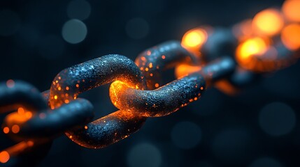 Bold black diagonal dual chain, abstract blockchain concept featuring interwoven double links for digital ledger and cybersecurity innovation