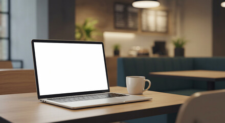 high-resolution image features a sleek laptop with a blank white screen, making it ideal for website mockups, branding presentations, or digital product showcases. The professional workspace setting