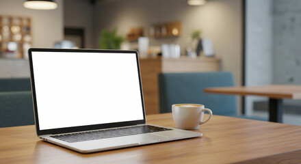 high-resolution image features a sleek laptop with a blank white screen, making it ideal for website mockups, branding presentations, or digital product showcases. The professional workspace setting