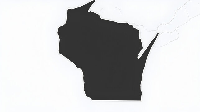 Wisconsin Map Black | State Border | United States | US America | Transparent Isolated | Variations