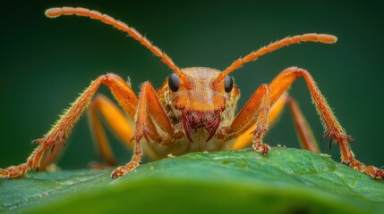 Fototapeta premium Stunning Macro Photography of an Orange Longhorn Beetle