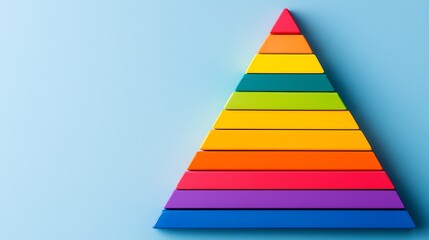 Colorful Pyramid of Coins in High Angle View on Blue Background