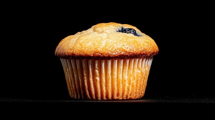Delicious blueberry muffin gourmet bakery food dark background close-up tempting treats for dessert lovers