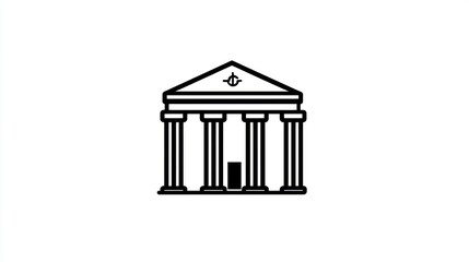 Fototapeta premium Classical temple, pillars, architectural design, white background, historical illustration
