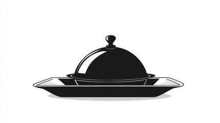 Obraz premium Restaurant cloche, food service, white background, menu design