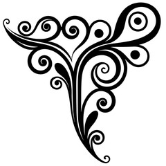 Decorative Line Symmetric Ornamental Border Design Floral Motif Abstract Flourish Filigree Elements