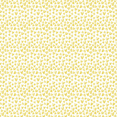 Seamless pattern of hand-drawn yellow doodle hearts on a white background, playful romantic design perfect for Valentine’s Day cards, gift wrap, fabric, stationery and cheerful digital projects.