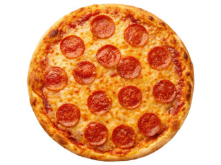 A classic Italian pepperoni pizza isolated on white background. Suitable for marketing or business purposes. PNG file