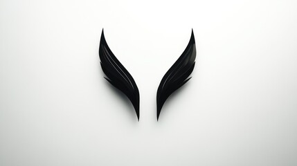 Black wings, minimalist design, white background, abstract art, graphic design