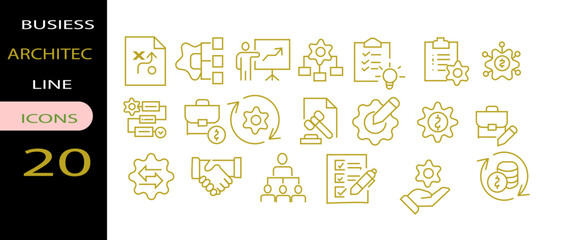 a set of office and business icons in a minimalistic style