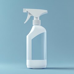 Clean and Sleek White Spray Bottle for Household Cleaning on a Soft Blue Background with Minimalist Design