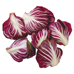 Fresh radicchio leaves on a clean transparent background showcasing vibrant colors and textures of this vegetable, Radicchio transparent background
