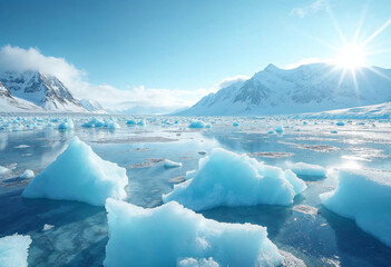 Stunning Arctic Icebergs Floating in a Frozen Polar Landscape