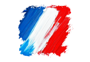 France flag in abstract brush stroke isolated on transparent background