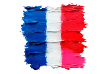 France flag, wide brush stroke isolated on transparent background