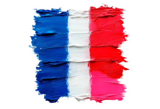 France flag, wide brush stroke isolated on transparent background