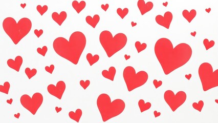 hearts are scattered in a circle on a white surface