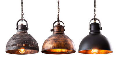 Vintage Industrial Style Hanging lamp on transparent background