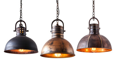 Vintage Industrial Style Hanging lamp on transparent background