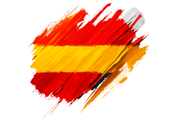 Spain flag in paint brush strokes isolated on transparent background