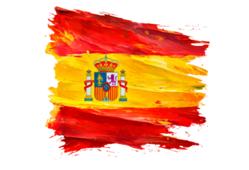 Spain flag with paint strokes isolated on transparent background