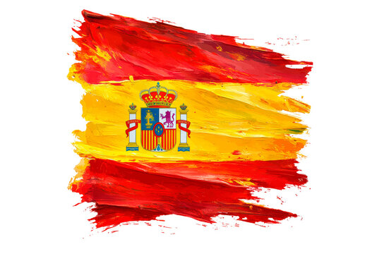Spain flag with paint strokes isolated on transparent background