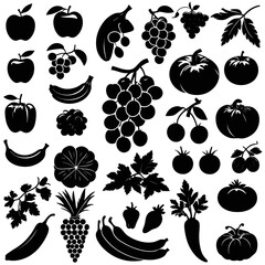 High-Resolution Fruit & Veg Silhouettes