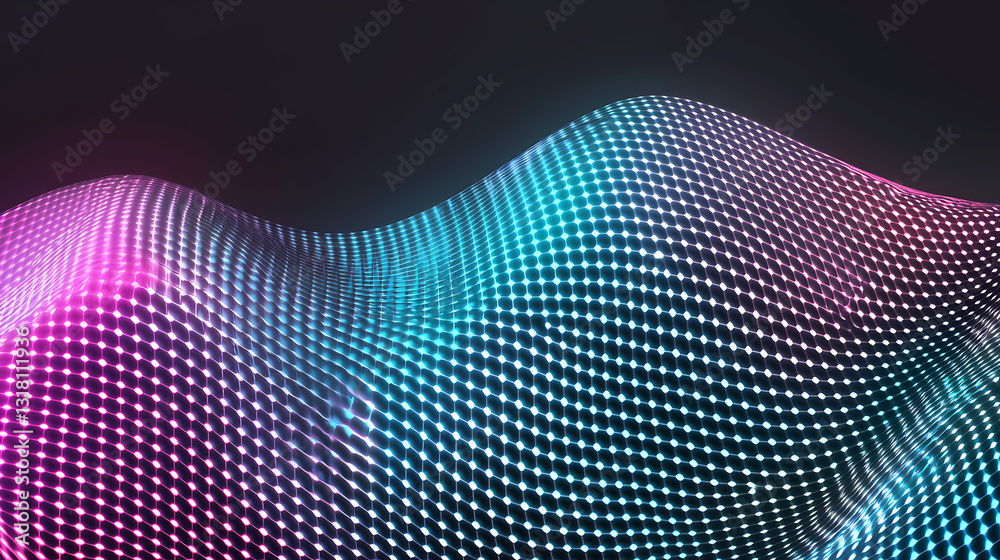 Poster dynamic digital wave patterns abstract art graphic design dark background close-up view modern aesth