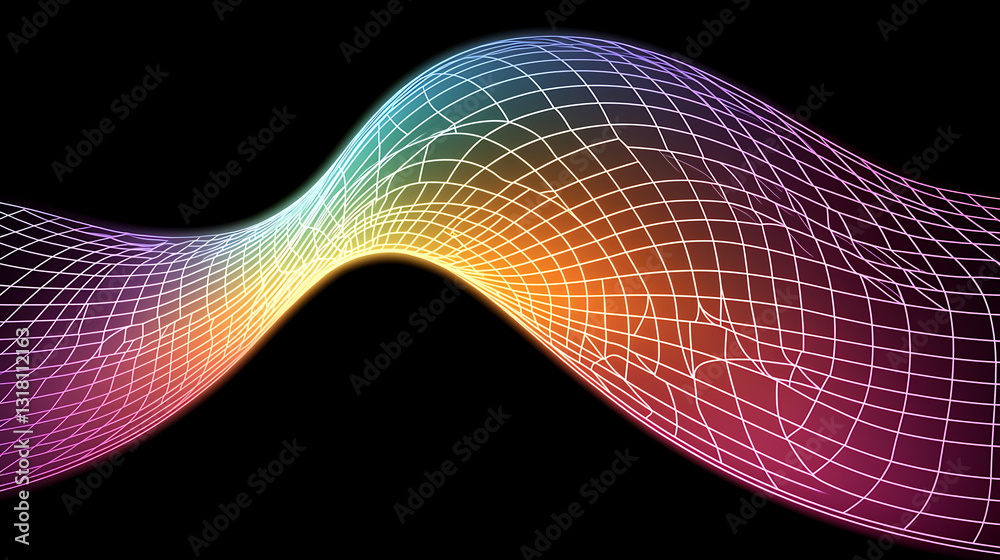 Poster dynamic wave patterns abstract art digital rendering vibrant colors studio environment modern design