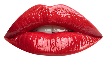 Fototapeta premium red female lips isolated on white or transparent background, png