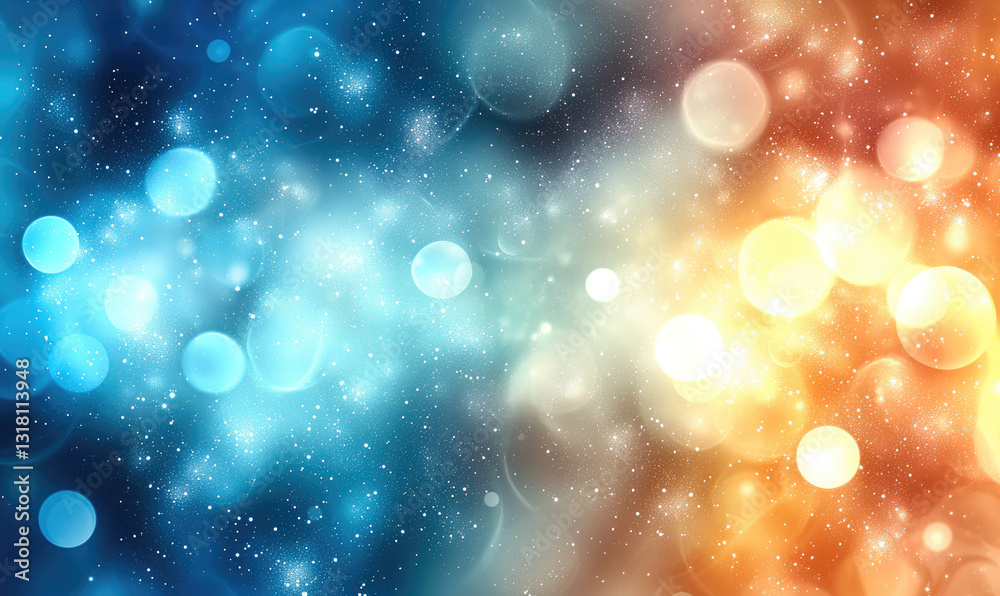 Aufkleber vibrant abstract background with blue and orange bokeh lights, creating dreamy atmosphere