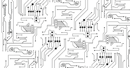 Vector futuristic circuit board. Circuit board electronic or electrical line on white engineering technology concept vector background.