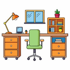 vector illustration of office desk