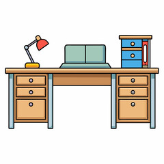 vector illustration of office desk