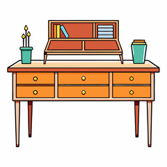 secretary desk on white
