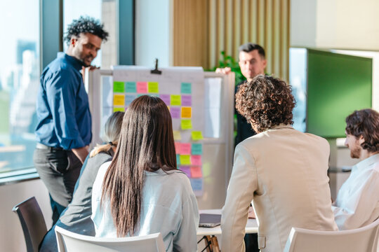 Startup Team Reviewing Project Progress with Agile Board.