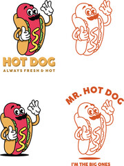 mascot hotdog illustration vector menu design 
