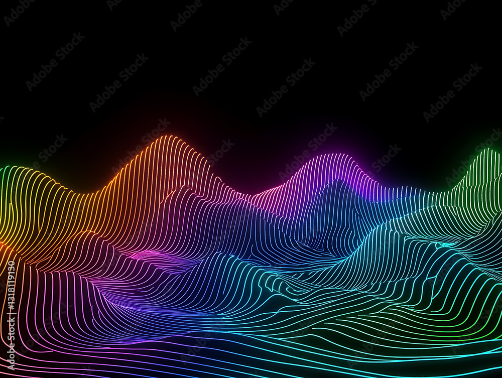 Poster dynamic colorful wave patterns digital realm visual art abstract vibrant conceptual design