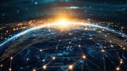 Stunning Global Network Visualization with Bright Horizon Lines