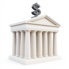 Fototapeta premium Classic Bank Building with Dollar Sign on Top Symbolizing Financial Services Concept